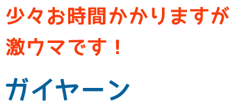 少々お時間かかりますが激ウマです